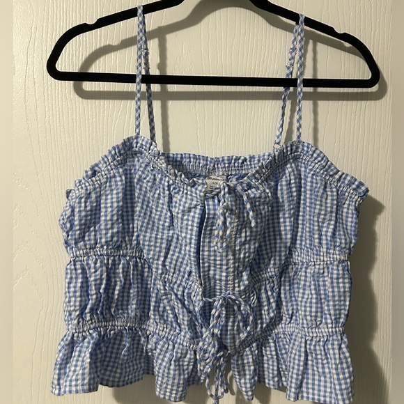 Gingham Tie Front Tank - Picture 1 of 5